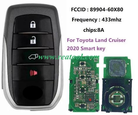TOYO-TA land cruiser 2020 Smart key 3+1 button 89904-60x80 P4:A9 433.58/434.42