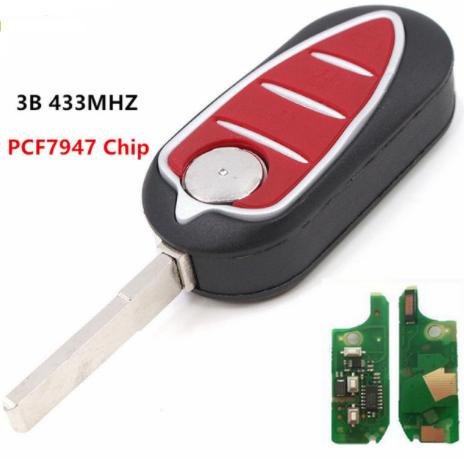 For Alfa Romeo 3 Button Folding Remote Car Key Fob 433MHz       147 156 166 GT