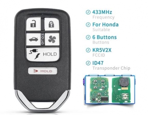 for Honda Clarity 2018 Smart Remote Car Key Fob 6 Button 433.92MHz Model: V42 FCC ID KR5V2X Continental: A2C98676600