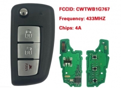 3btn Remote Flip Car Key fob 434MHz For Nissan Rog