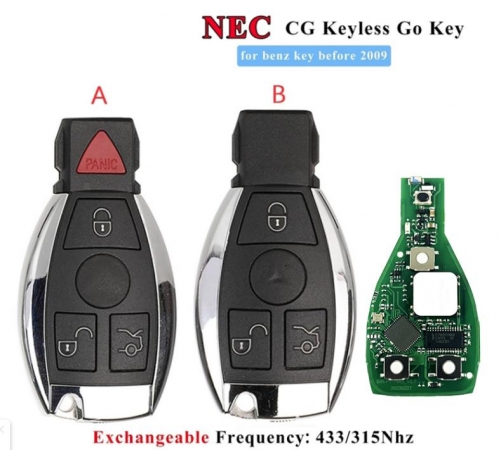 NEC Keyless go Remote Key Fob 3 Button BGA style Upgrade for-Mercedes-Benz before 2009 315mhz 433MHz