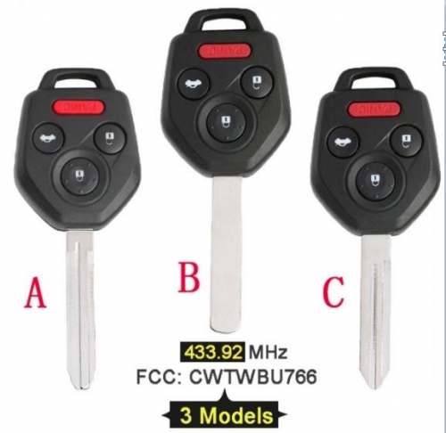 ASK 433MHz  4D62 Chip CWTWB1U766 4 Button Remote Key Fob key for Subaru Outback Forester Impreza Tribeca